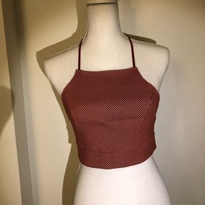 Polka Dot Cropped Halter Top